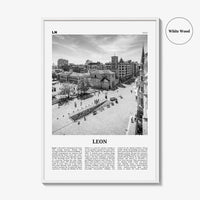 Leon Print Black and White Spain, Leon Wall Art, Leon Poster, Leon Photo, Leon Wall Décor, Leon Map, Spain