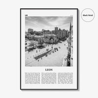 Leon Print Black and White Spain, Leon Wall Art, Leon Poster, Leon Photo, Leon Wall Décor, Leon Map, Spain