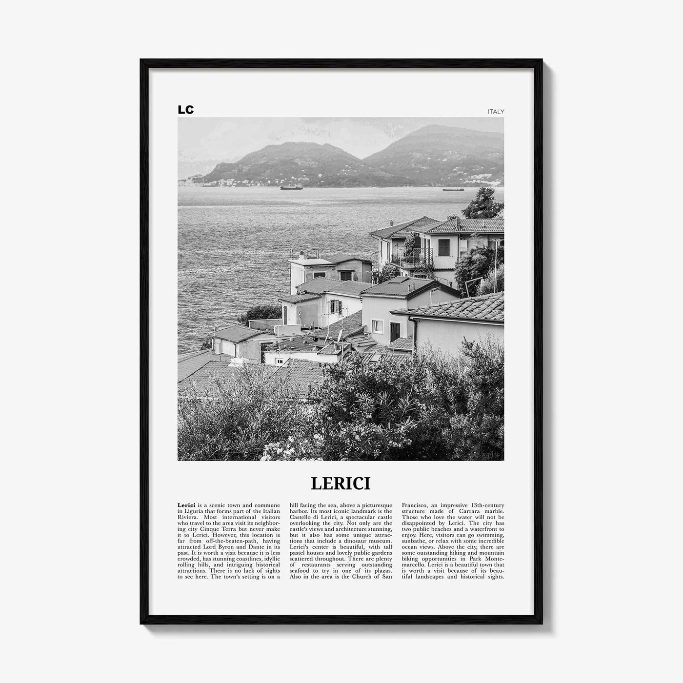 Lerici Print Black and White, Lerici Wall Art, Lerici Poster, Lerici Photo, Lerici Wall Décor, La Spezia, Italy, Italia, Liguria