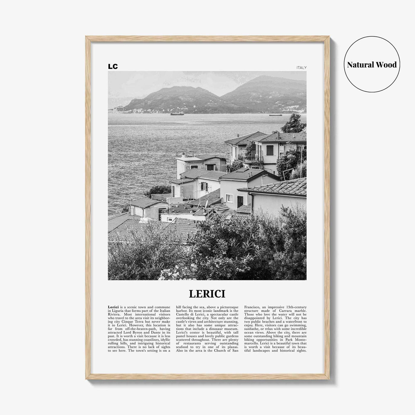 Lerici Print Black and White, Lerici Wall Art, Lerici Poster, Lerici Photo, Lerici Wall Décor, La Spezia, Italy, Italia, Liguria