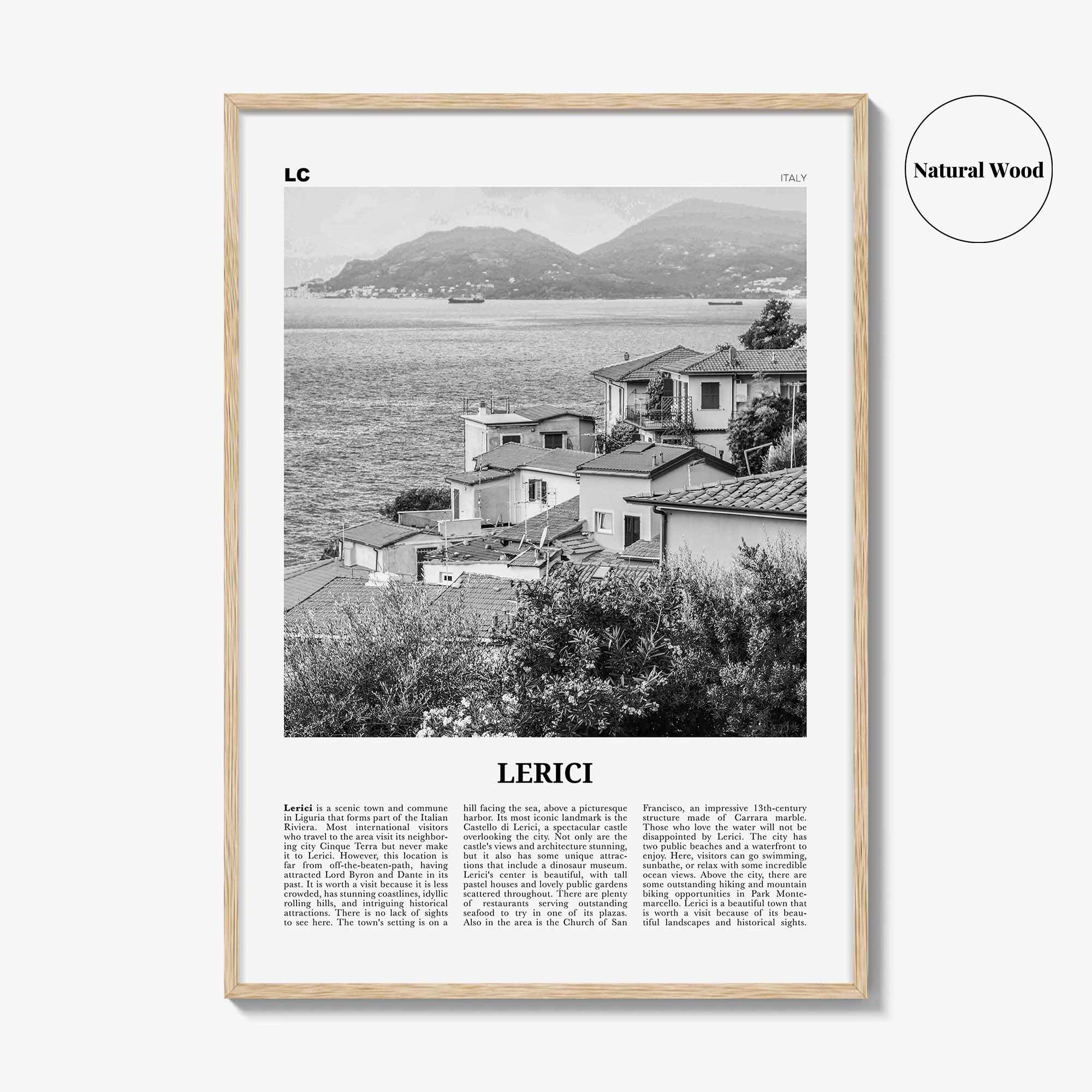 Lerici Print Black and White, Lerici Wall Art, Lerici Poster, Lerici Photo, Lerici Wall Décor, La Spezia, Italy, Italia, Liguria