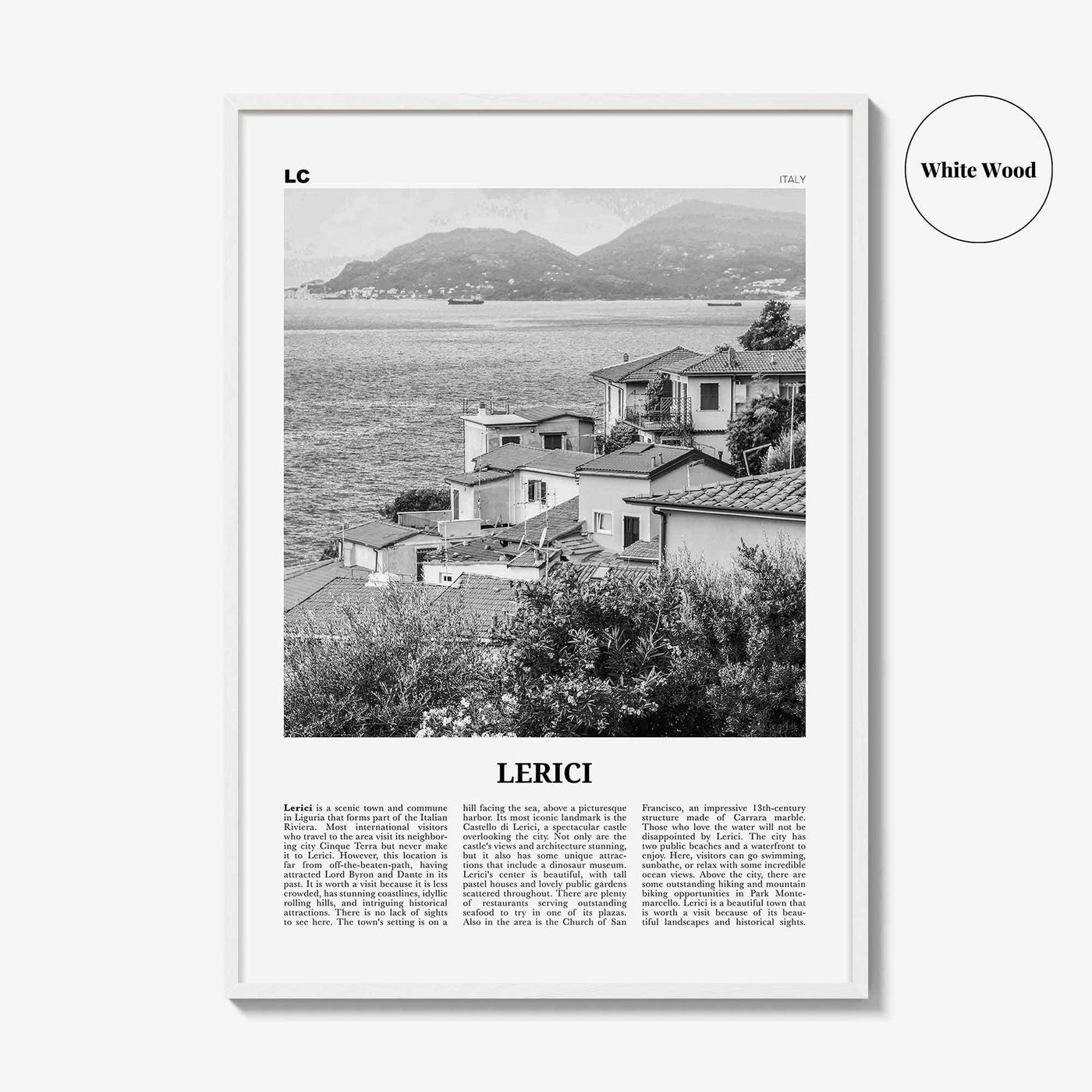 Lerici Print Black and White, Lerici Wall Art, Lerici Poster, Lerici Photo, Lerici Wall Décor, La Spezia, Italy, Italia, Liguria