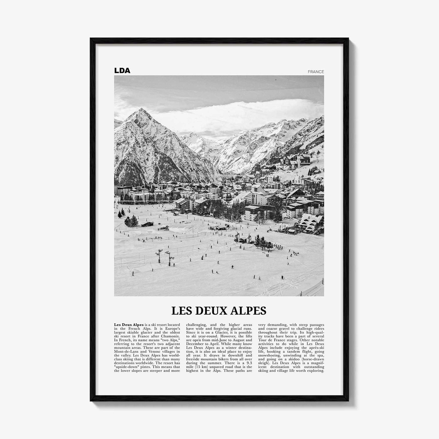 Les Deux Alpes Print Black and White, Les Deux Alpes Wall Art, Les Deux Alpes Poster, Les Deux Alpes Photo, Les Deux Alpes Décor, France