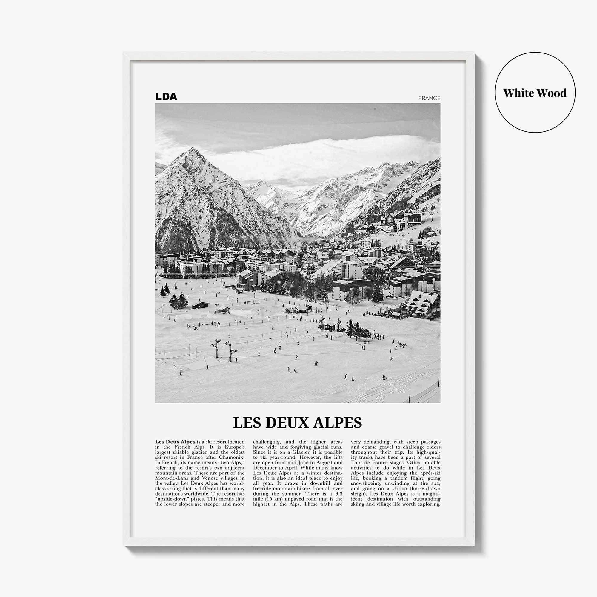 Les Deux Alpes Print Black and White, Les Deux Alpes Wall Art, Les Deux Alpes Poster, Les Deux Alpes Photo, Les Deux Alpes Décor, France