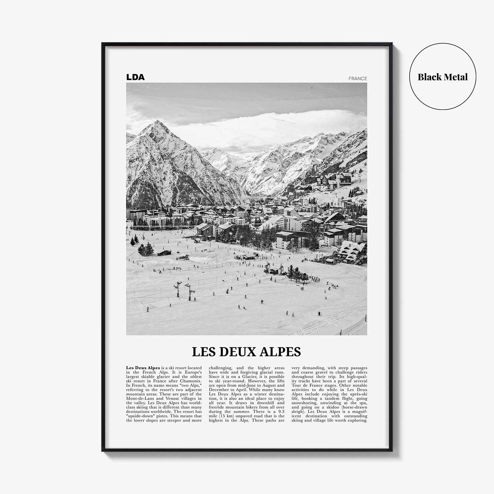 Les Deux Alpes Print Black and White, Les Deux Alpes Wall Art, Les Deux Alpes Poster, Les Deux Alpes Photo, Les Deux Alpes Décor, France