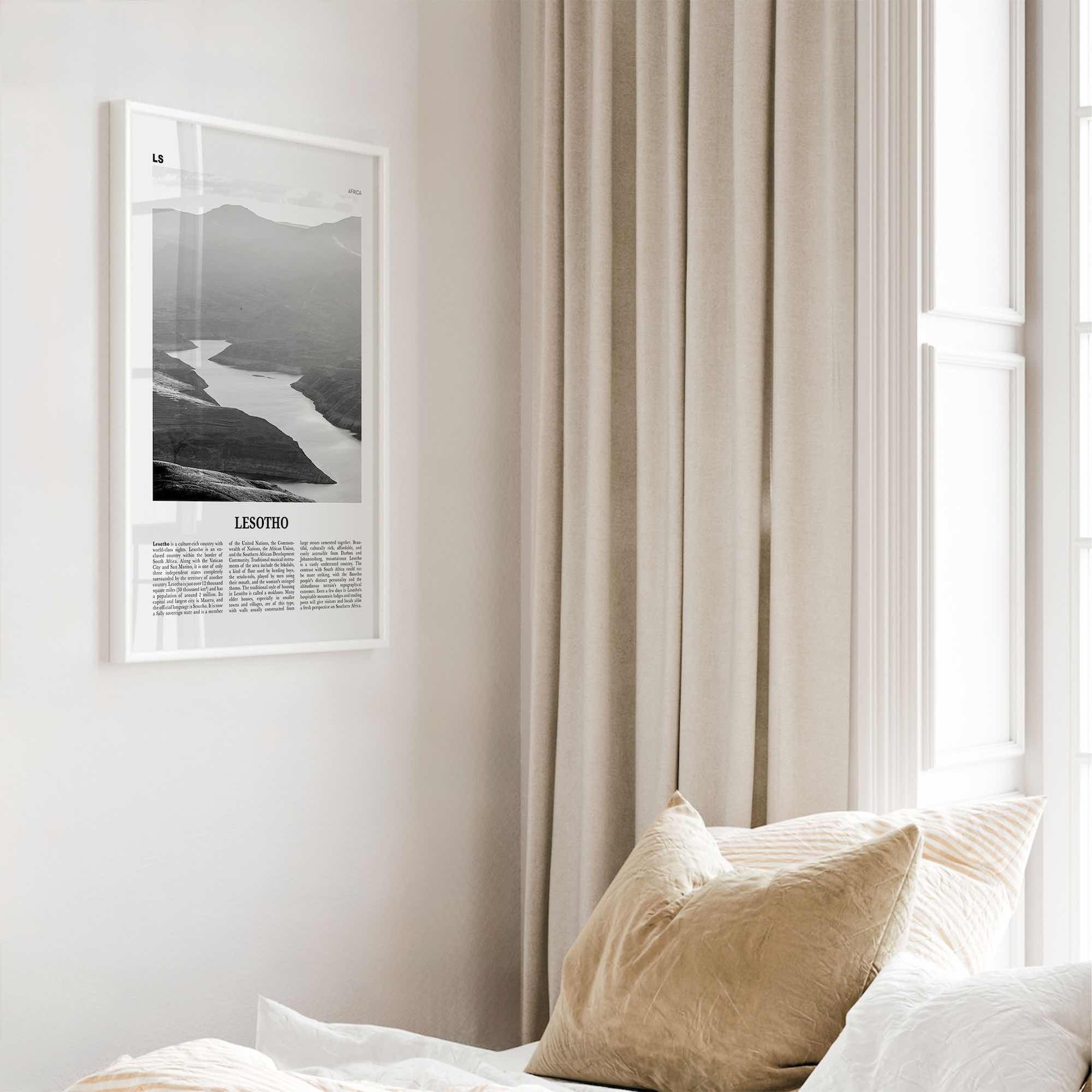 Lesotho Print Black and White, Lesotho Wall Art, Lesotho Poster, Lesotho Photo, Lesotho Wall Decor, Country Art Print, Maseru, Africa