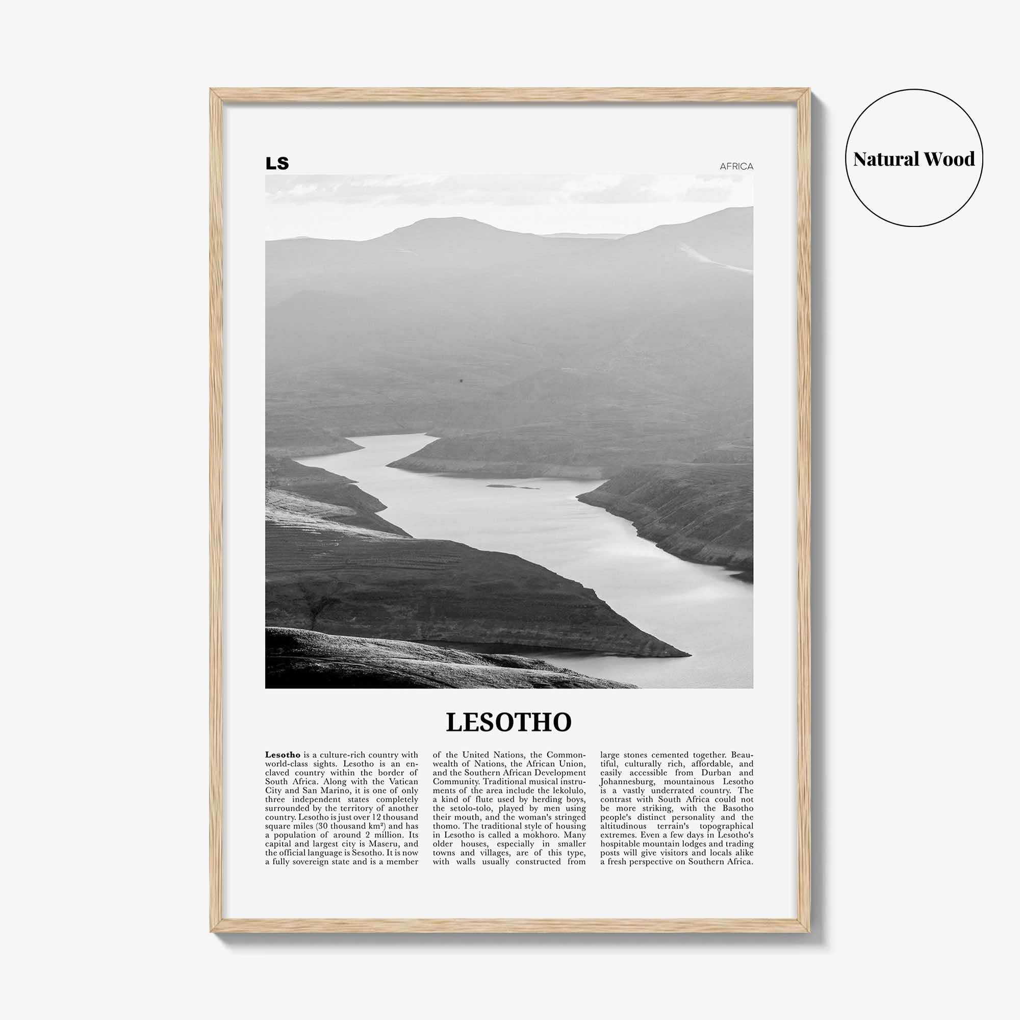 Lesotho Print Black and White, Lesotho Wall Art, Lesotho Poster, Lesotho Photo, Lesotho Wall Decor, Country Art Print, Maseru, Africa
