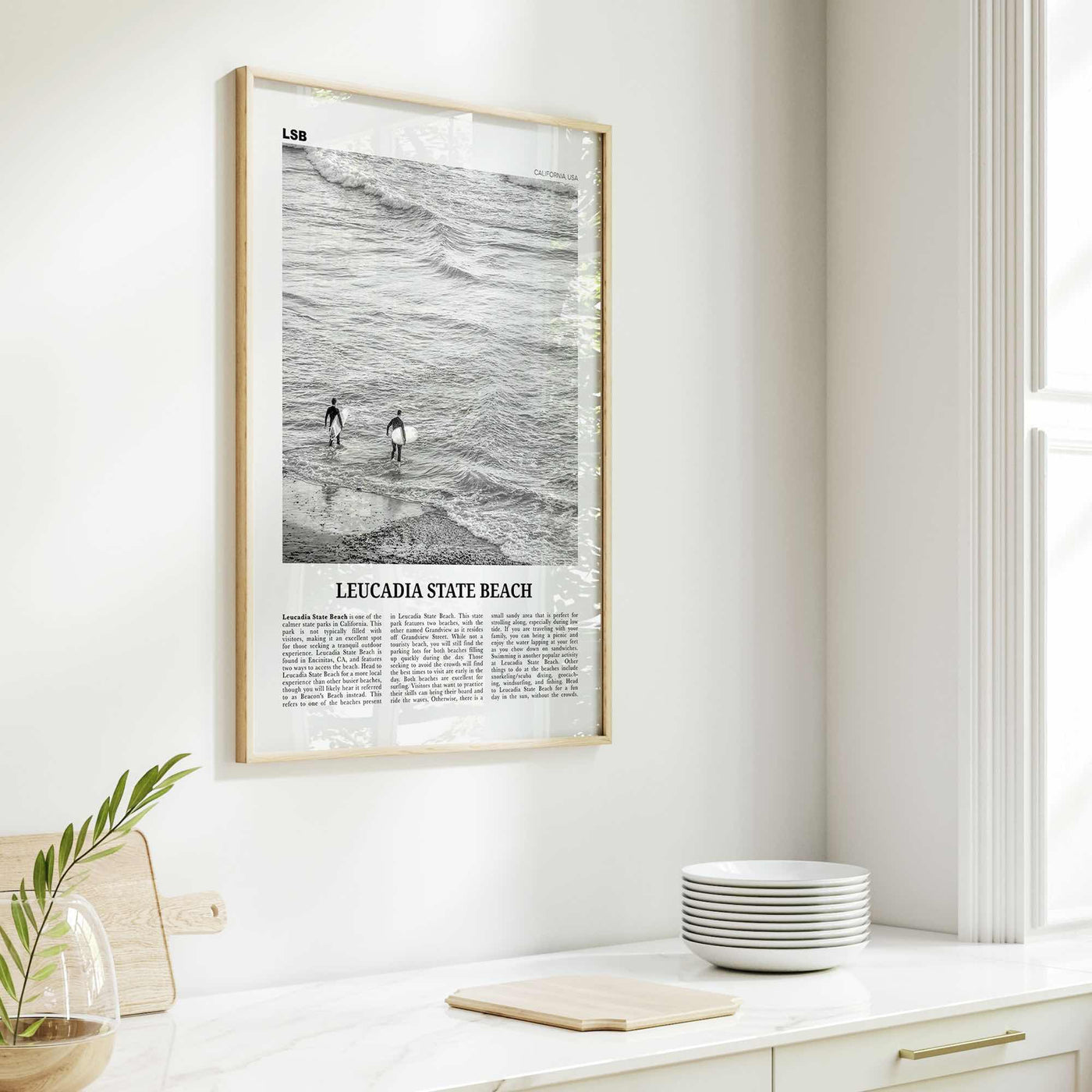 Leucadia State Beach Print Black and White, Leucadia State Beach  Wall Art, Leucadia State Beach Poster,  Leucadia State Beach Photo