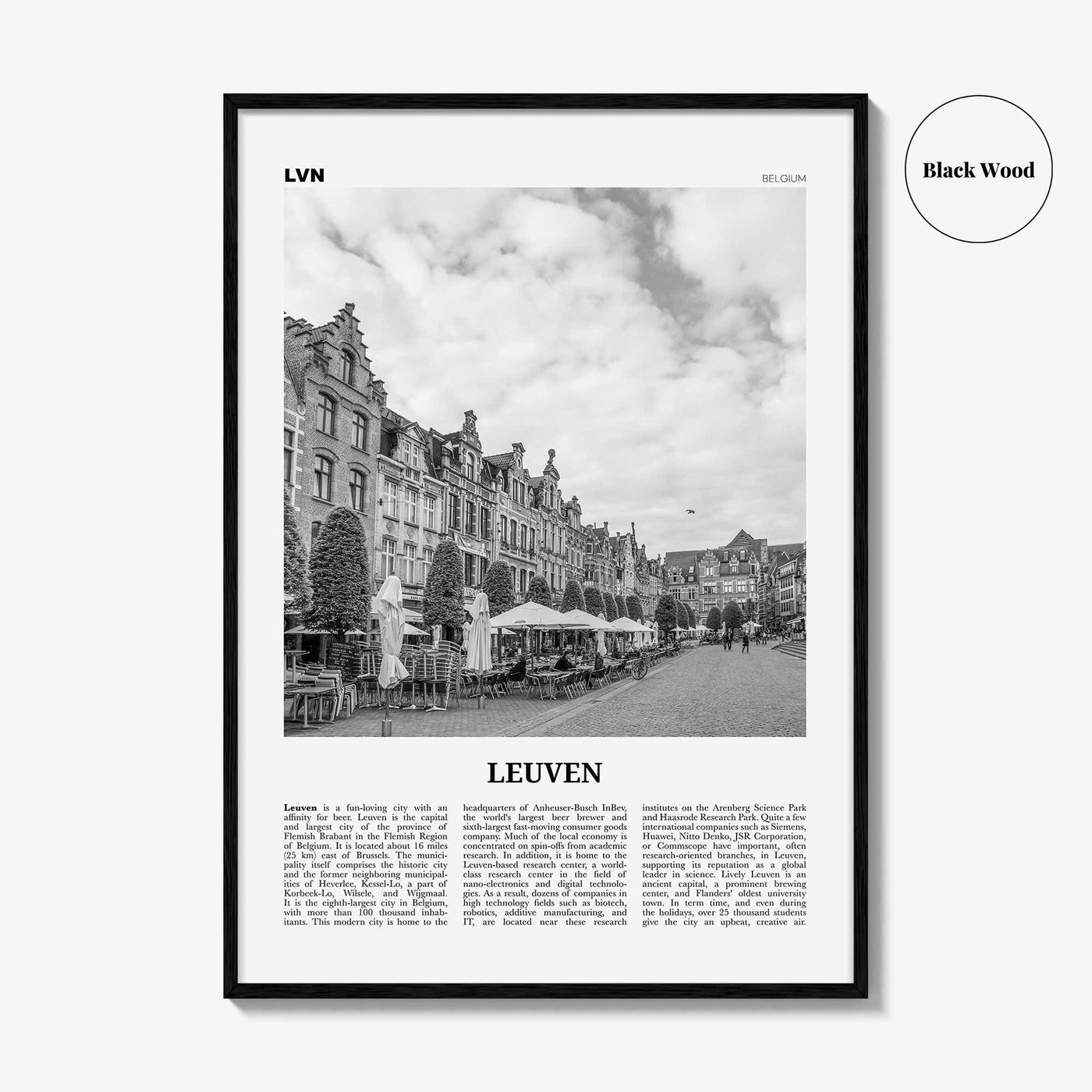 Leuven Print Black and White No 1, Leuven Wall Art Market, Leuven Poster, Leuven Photo, Leuven Wall Decor, Belgium, Louvain, Löwen