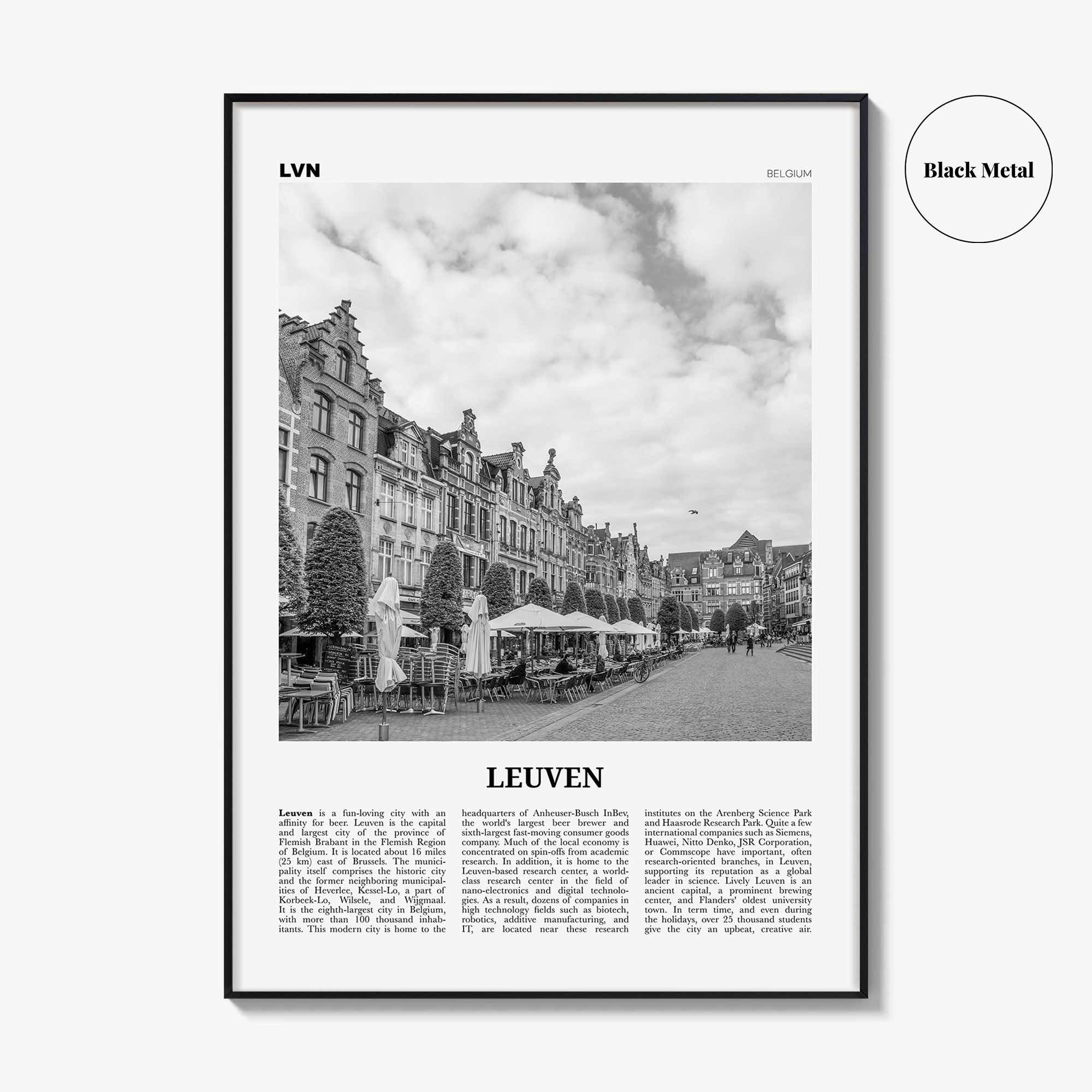 Leuven Print Black and White No 1, Leuven Wall Art Market, Leuven Poster, Leuven Photo, Leuven Wall Decor, Belgium, Louvain, Löwen