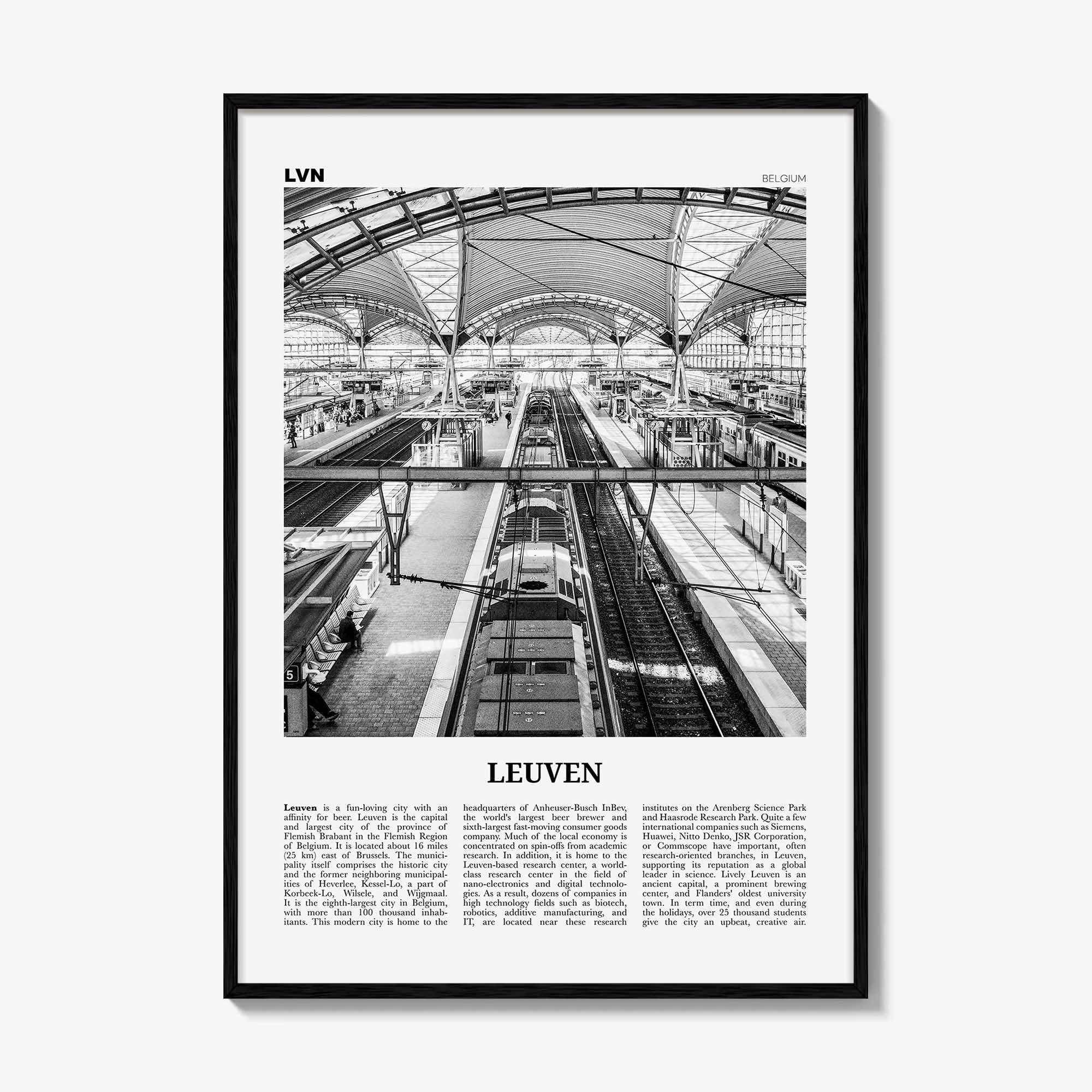 Leuven Print Black and White No 2, Leuven Wall Art Train, Leuven Poster, Leuven Photo, Leuven Wall Decor, Belgium, Louvain, Löwen, Brabant