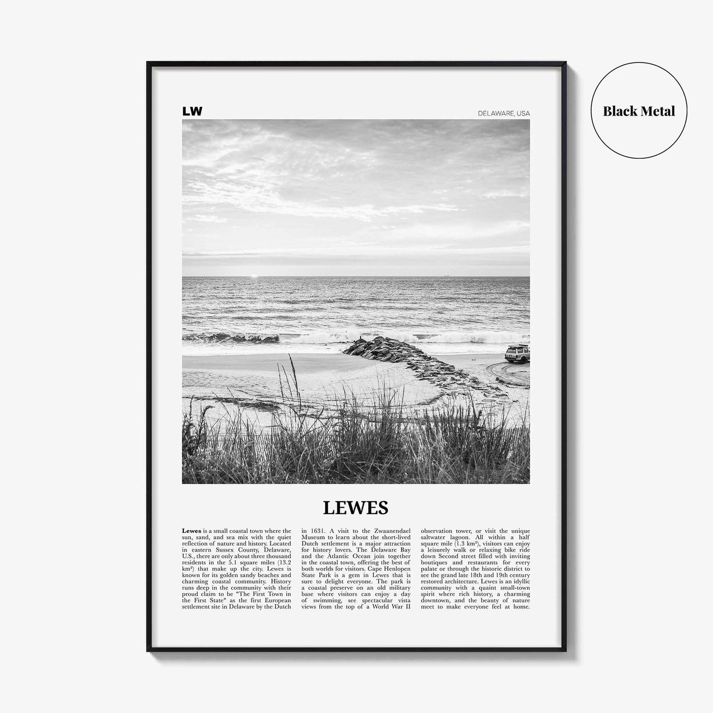 Lewes Print Black and White, Lewes Wall Art, Lewes Poster, Lewes Photo, Lewes Wall Décor, Delaware, USA, United States, North America