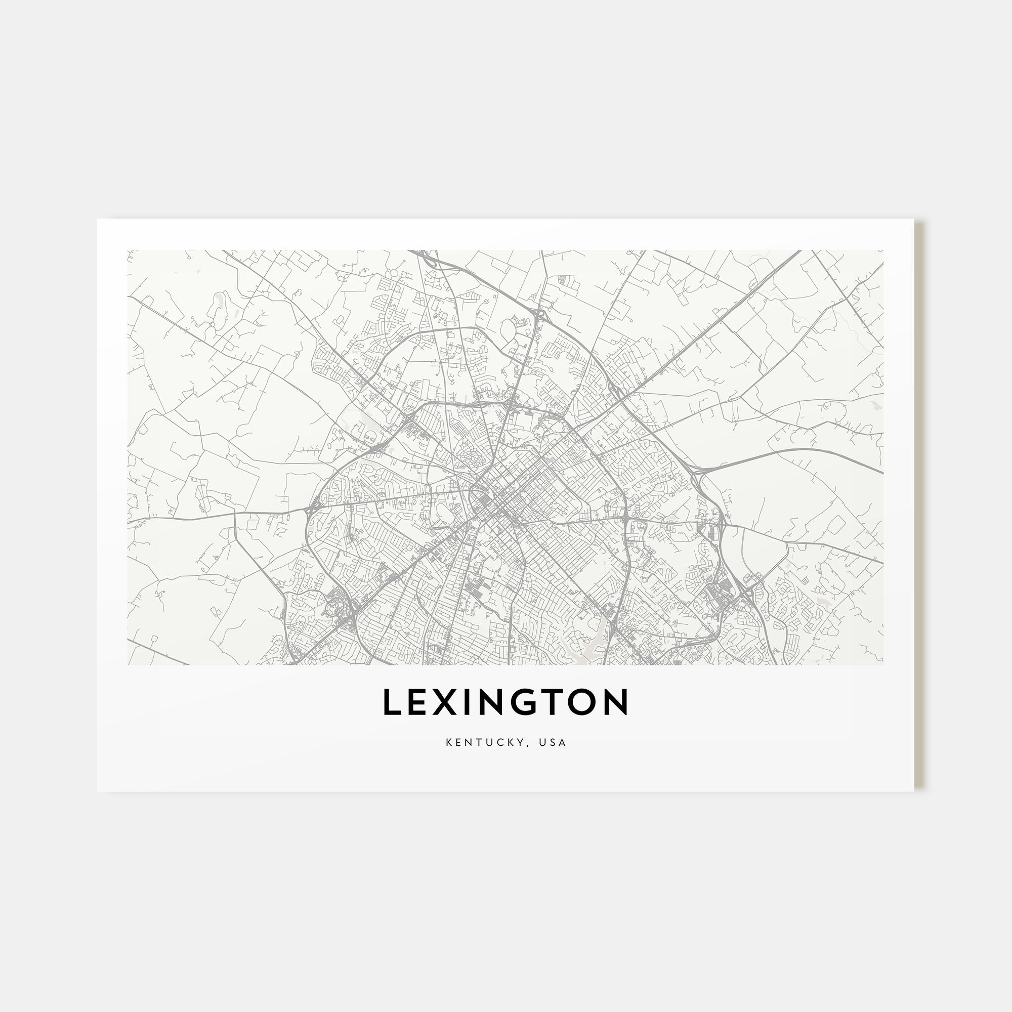 Lexington, Kentucky Map Landscape Poster