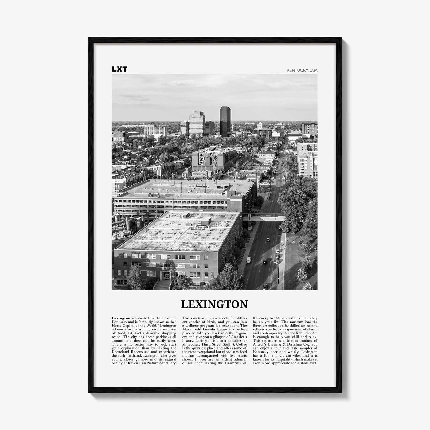 Lexington Print Black and White Kentucky, Lexington Wall Art, Lexington Poster, Lexington Photo, Lexington Wall Décor, United States