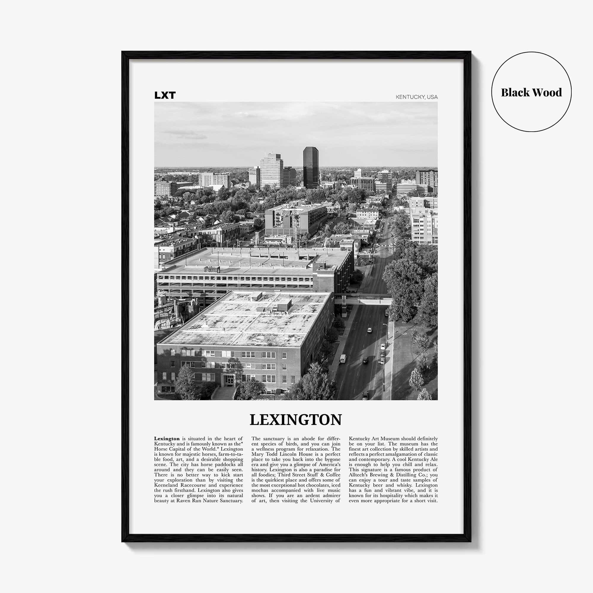 Lexington Print Black and White Kentucky, Lexington Wall Art, Lexington Poster, Lexington Photo, Lexington Wall Décor, United States