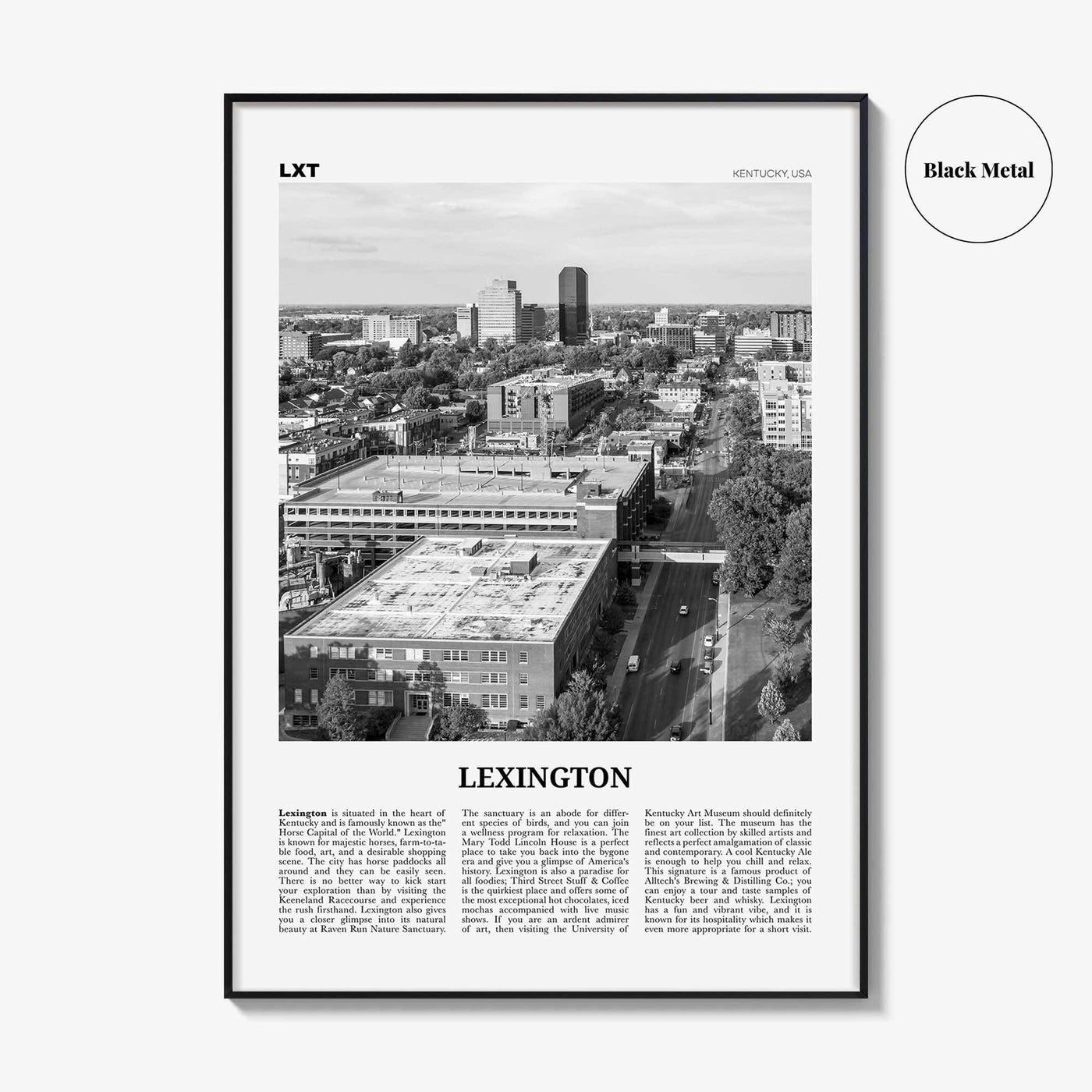 Lexington Print Black and White Kentucky, Lexington Wall Art, Lexington Poster, Lexington Photo, Lexington Wall Décor, United States