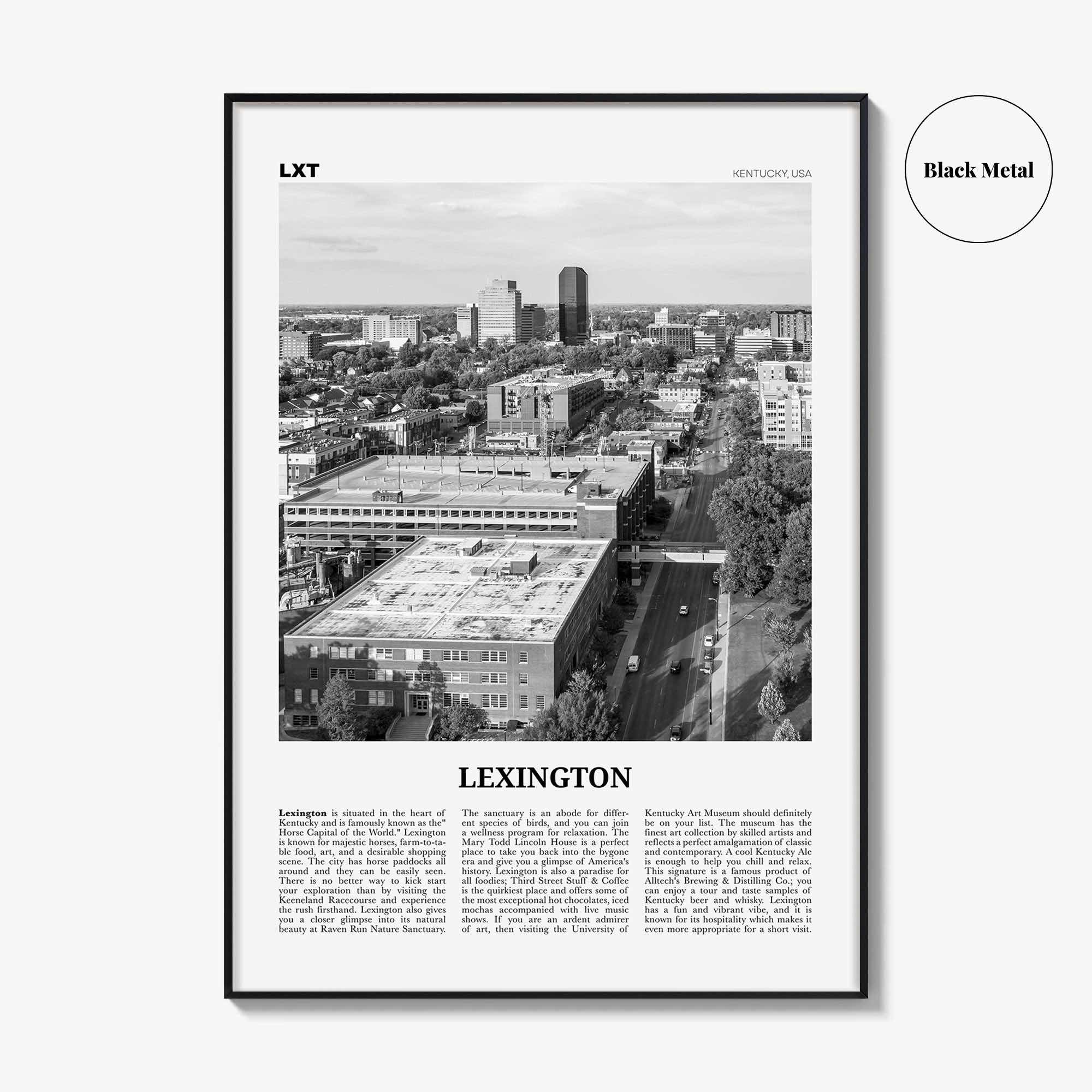 Lexington Print Black and White Kentucky, Lexington Wall Art, Lexington Poster, Lexington Photo, Lexington Wall Décor, United States