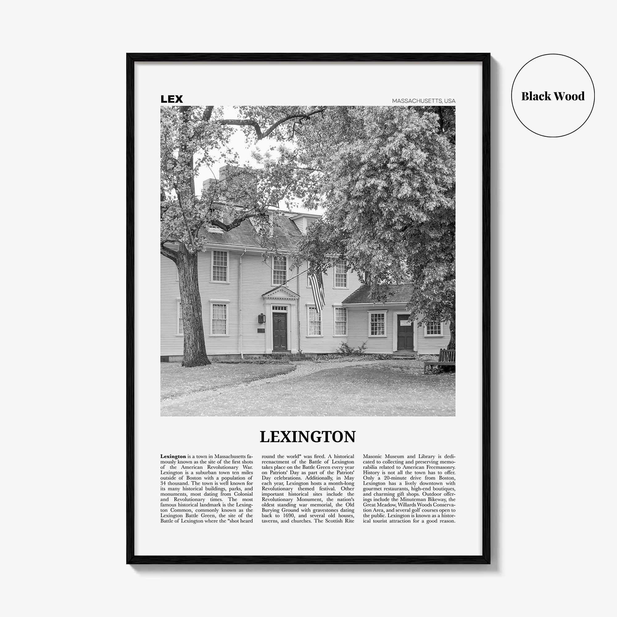 Lexington Print Black and White Massachusetts, Lexington Wall Art, Lexington Poster, Lexington Photo, Lexington Wall Décor, USA