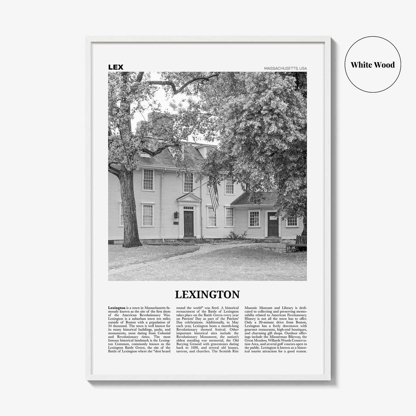 Lexington Print Black and White Massachusetts, Lexington Wall Art, Lexington Poster, Lexington Photo, Lexington Wall Décor, USA