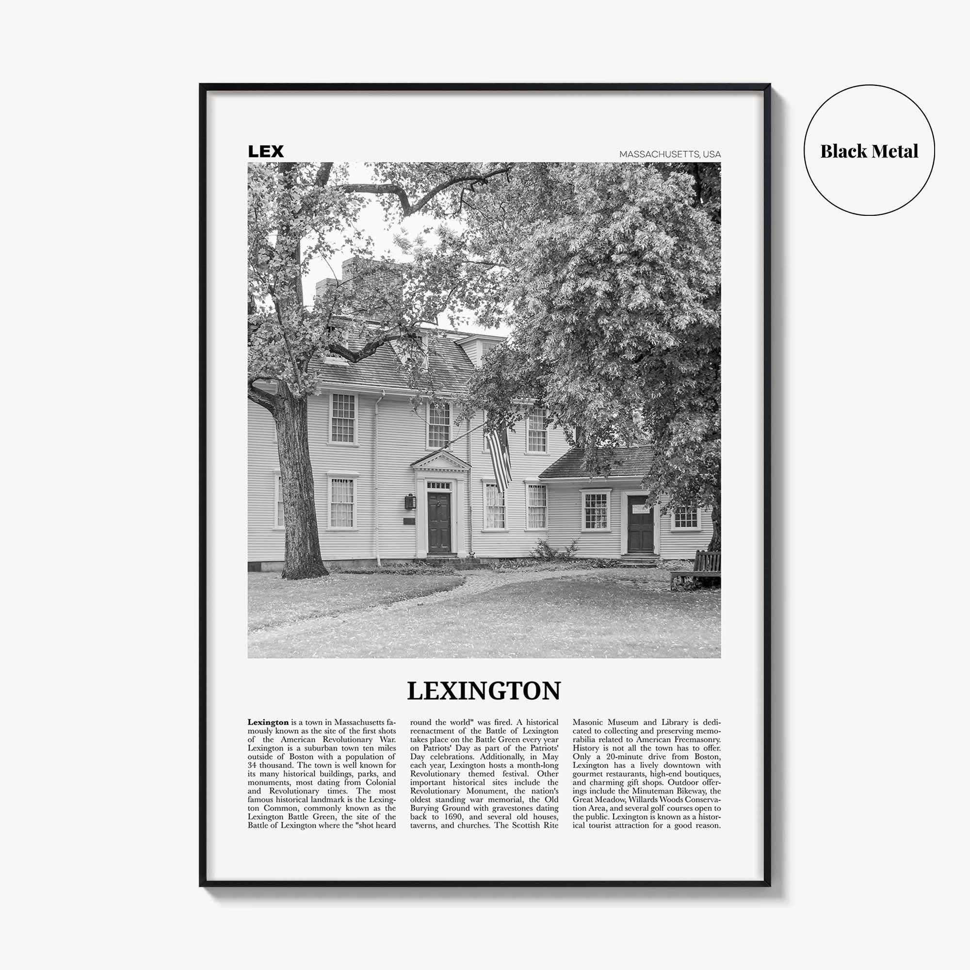 Lexington Print Black and White Massachusetts, Lexington Wall Art, Lexington Poster, Lexington Photo, Lexington Wall Décor, USA