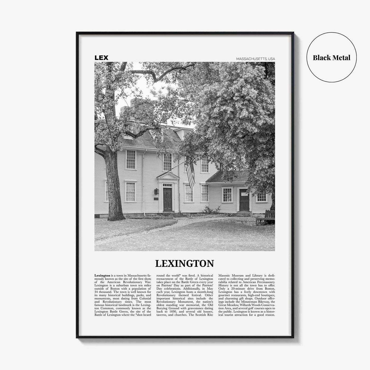 Lexington Print Black and White Massachusetts, Lexington Wall Art, Lexington Poster, Lexington Photo, Lexington Wall Décor, USA
