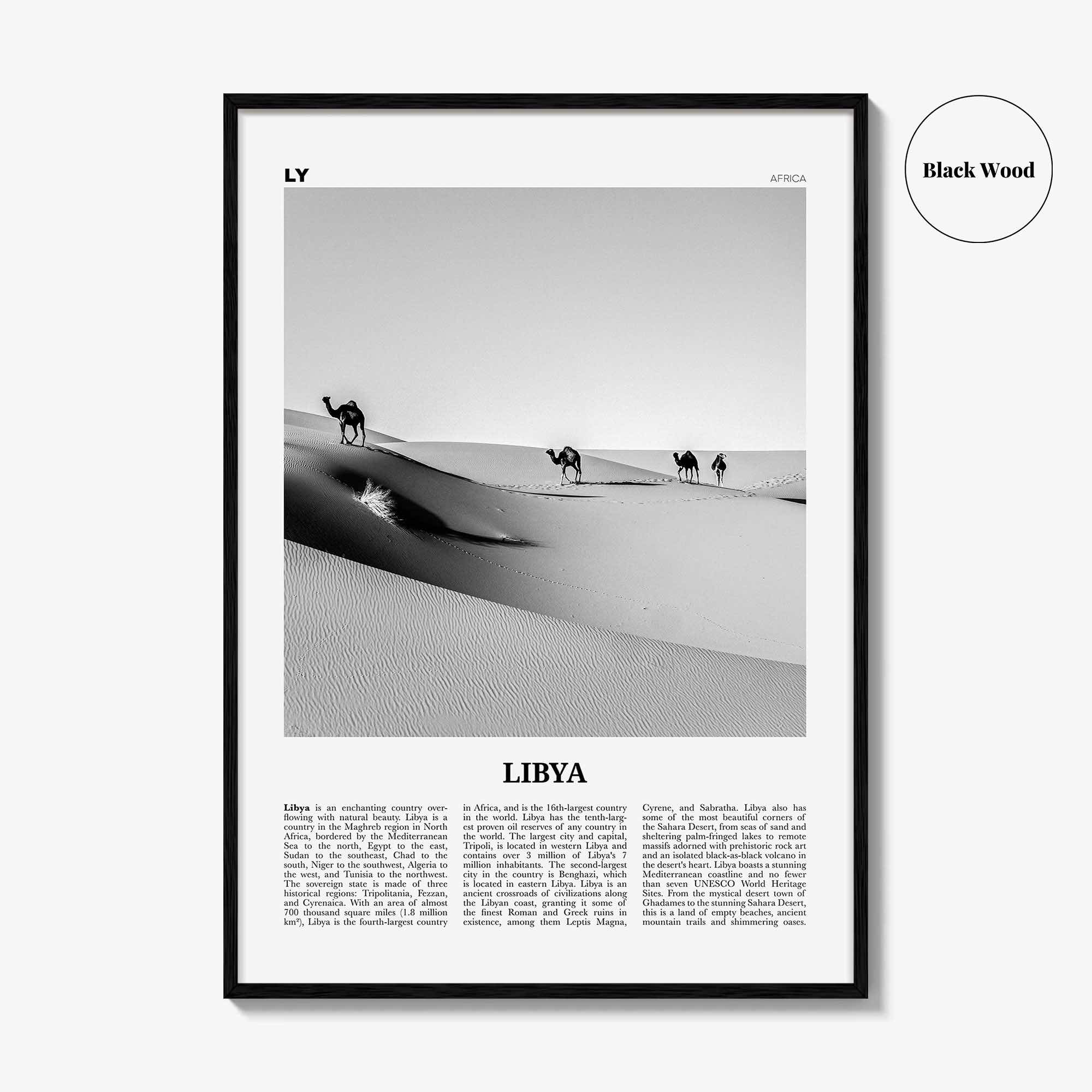 Libya Print Black and White, Libya Wall Art, Libya Poster, Libya Photo, Libya Wall Decor, Country Art Print,  دولة ليبيا Africa