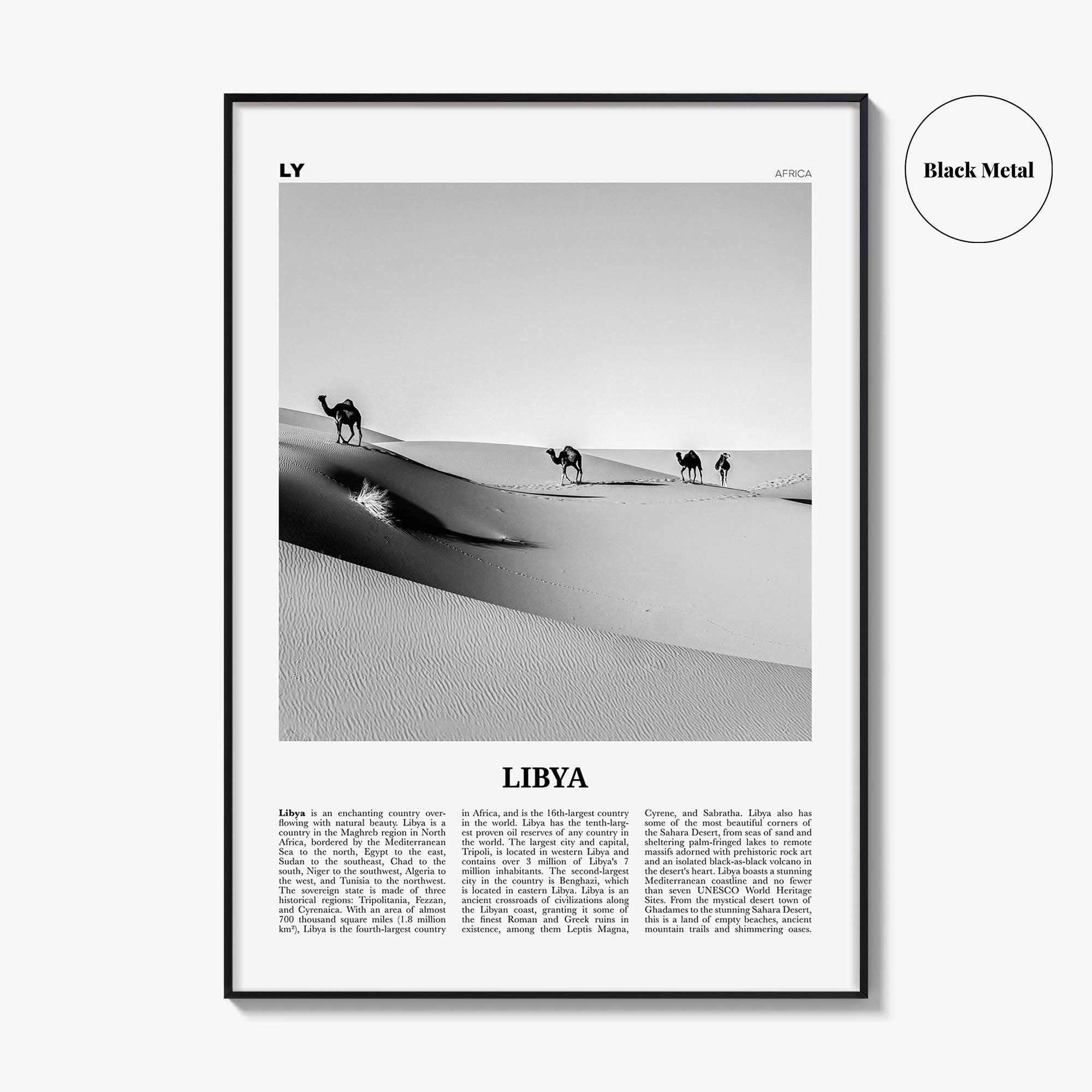 Libya Print Black and White, Libya Wall Art, Libya Poster, Libya Photo, Libya Wall Decor, Country Art Print,  دولة ليبيا Africa