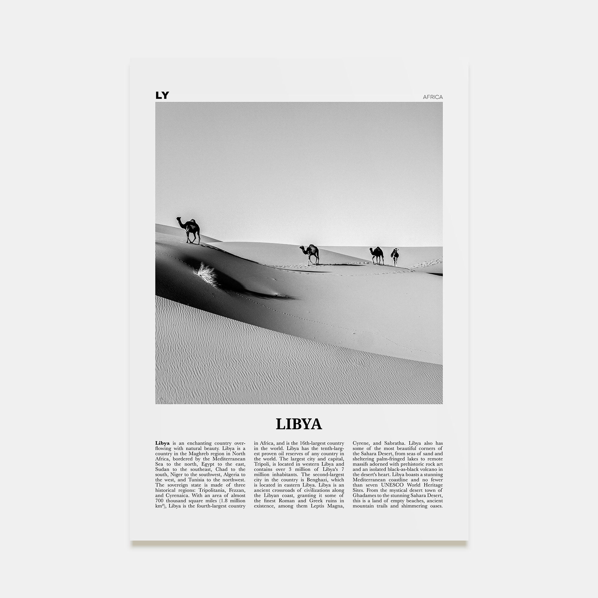 Libya Travel B&W Poster