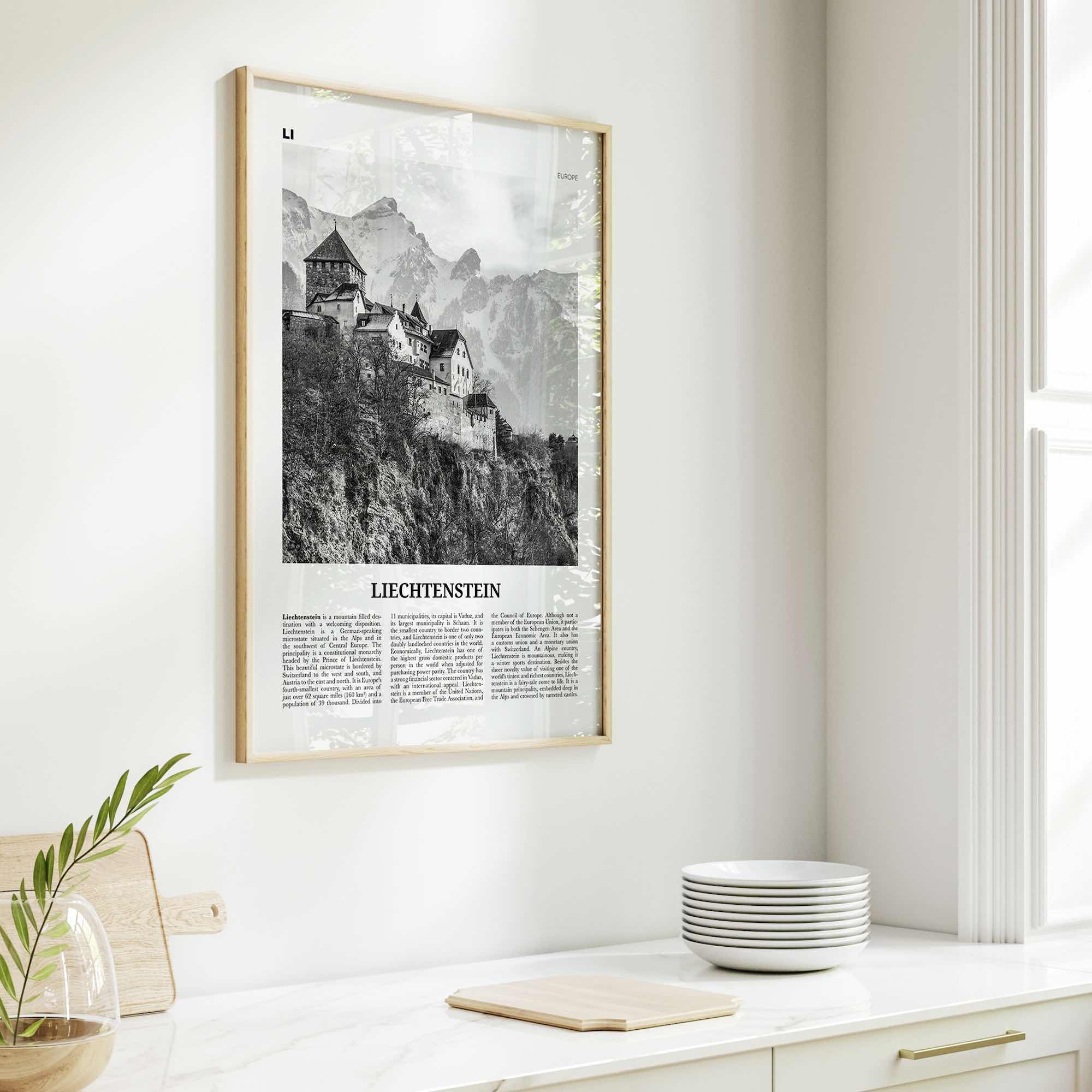 Liechtenstein Print Black and White, Liechtenstein Wall Art, Liechtenstein Poster, Liechtenstein Photo, Fürstentum Liechtenstein, Europe