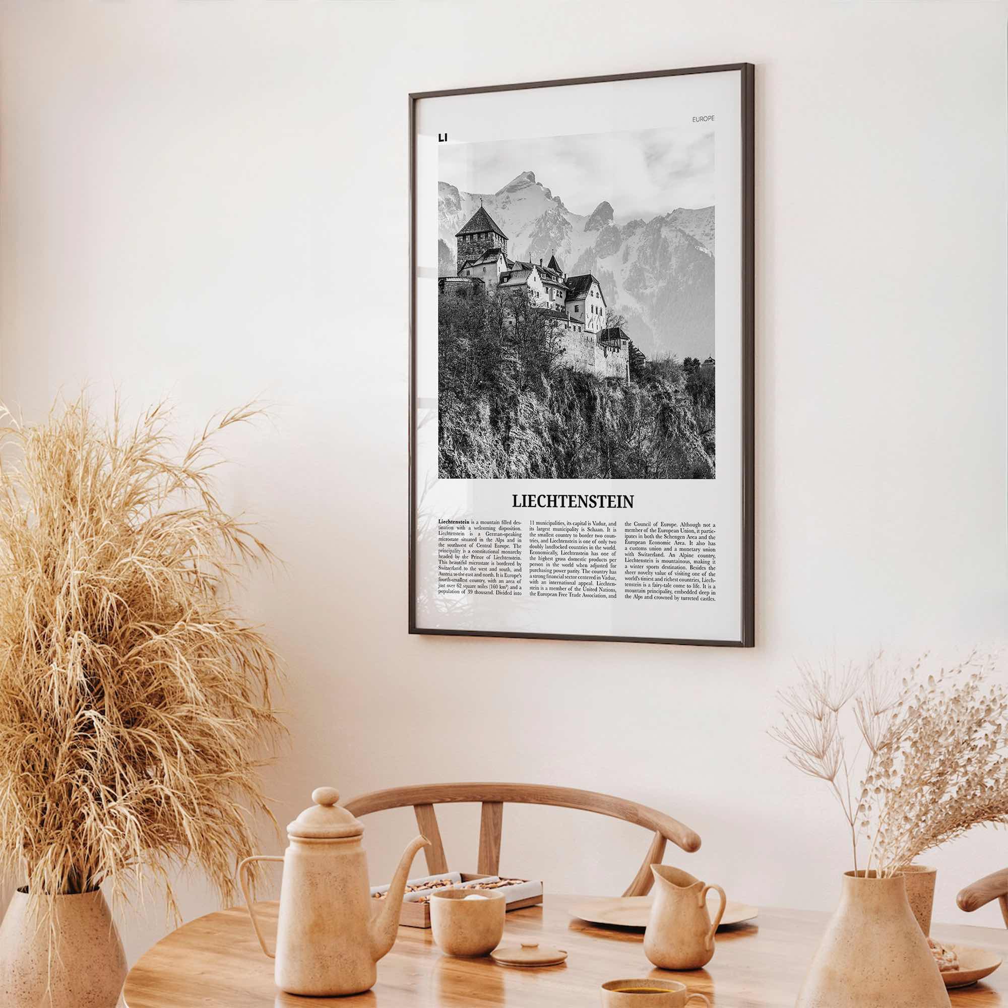 Liechtenstein Print Black and White, Liechtenstein Wall Art, Liechtenstein Poster, Liechtenstein Photo, Fürstentum Liechtenstein, Europe