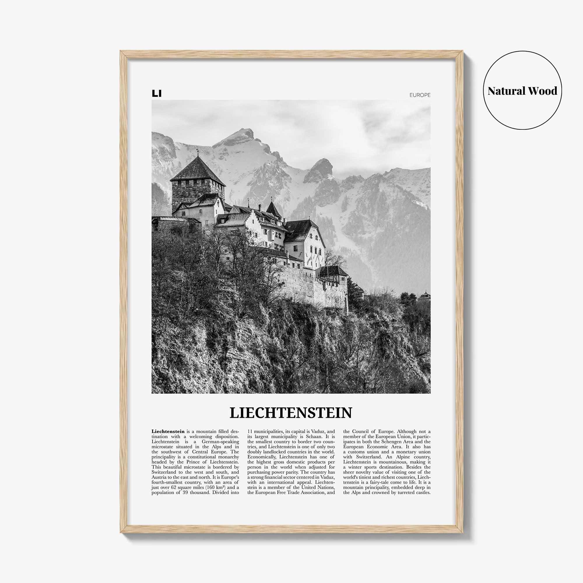 Liechtenstein Print Black and White, Liechtenstein Wall Art, Liechtenstein Poster, Liechtenstein Photo, Fürstentum Liechtenstein, Europe