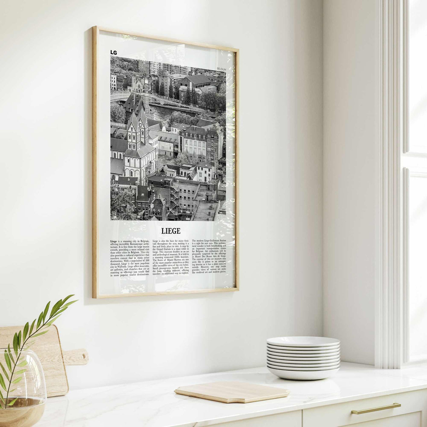 Liege Print Black and White, Liege Wall Art, Liege Poster, Liege Photo, Liege Wall Décor, Liege Map, Belgium