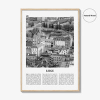 Liege Print Black and White, Liege Wall Art, Liege Poster, Liege Photo, Liege Wall Décor, Liege Map, Belgium