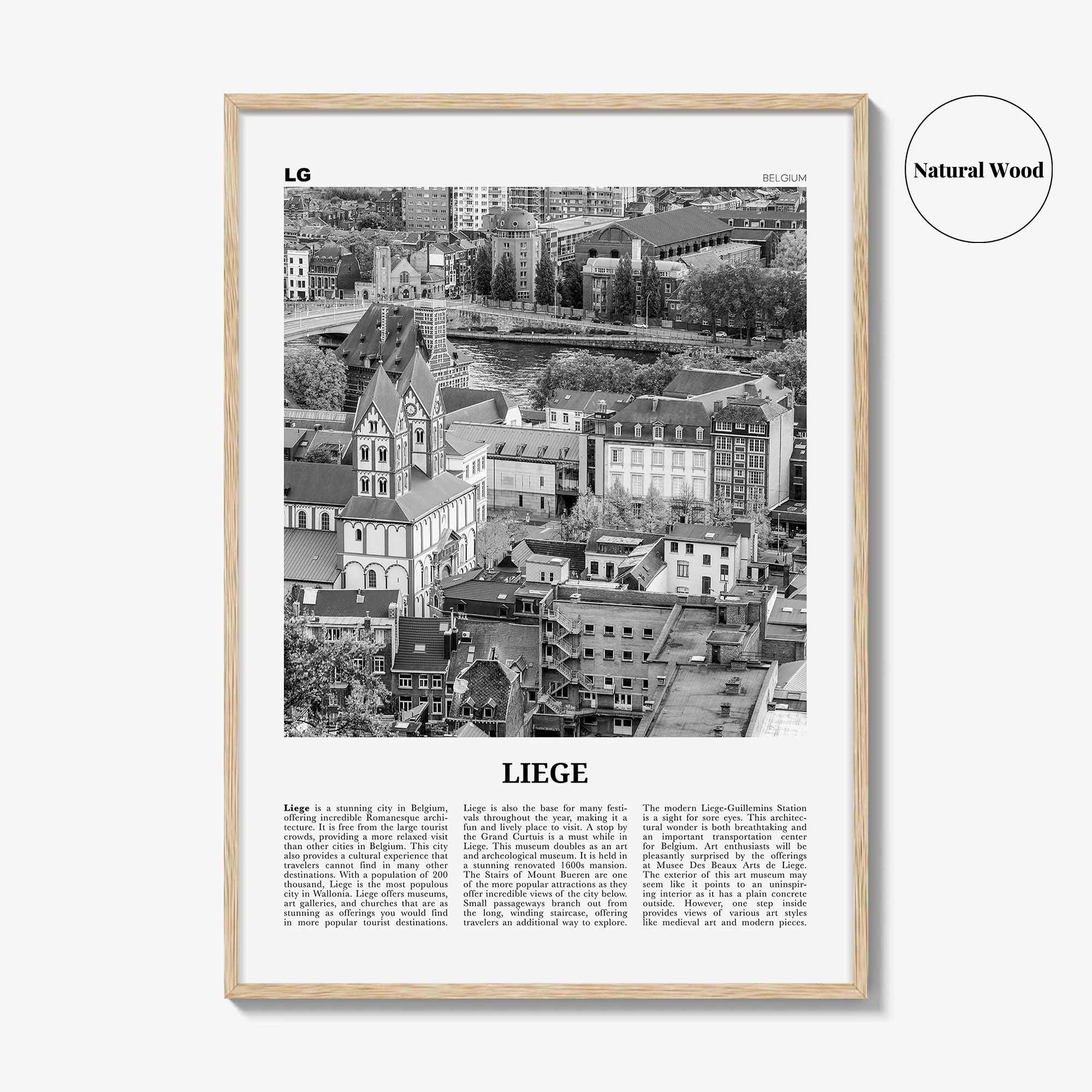 Liege Print Black and White, Liege Wall Art, Liege Poster, Liege Photo, Liege Wall Décor, Liege Map, Belgium