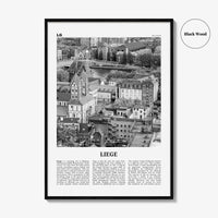 Liege Print Black and White, Liege Wall Art, Liege Poster, Liege Photo, Liege Wall Décor, Liege Map, Belgium