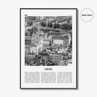 Liege Print Black and White, Liege Wall Art, Liege Poster, Liege Photo, Liege Wall Décor, Liege Map, Belgium