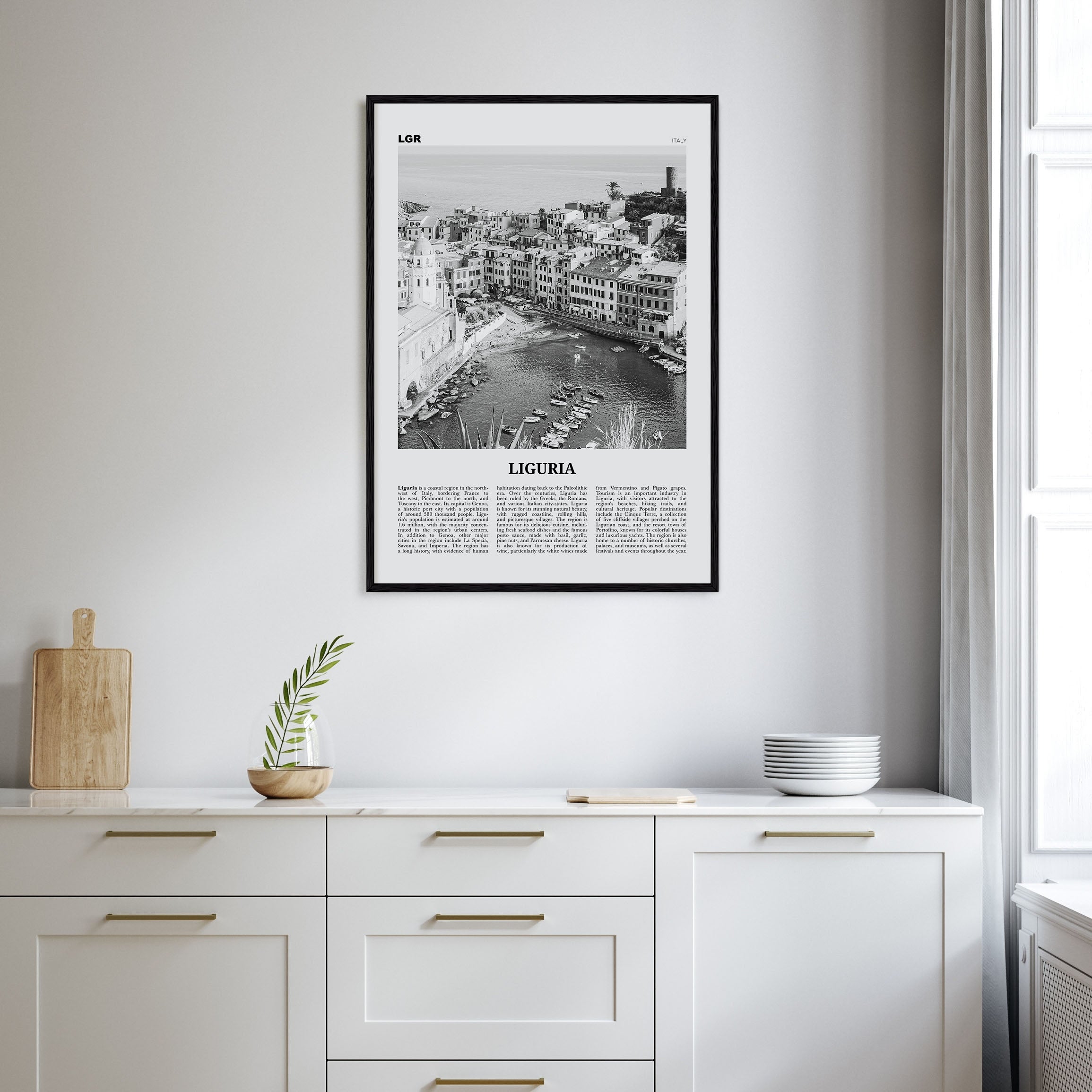 Liguria Travel B&W Poster
