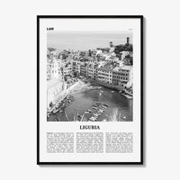 Liguria Print Black and White, Liguria Wall Art, Liguria Poster, Liguria Photo, Liguria Wall Décor, Liguria Map, Italy