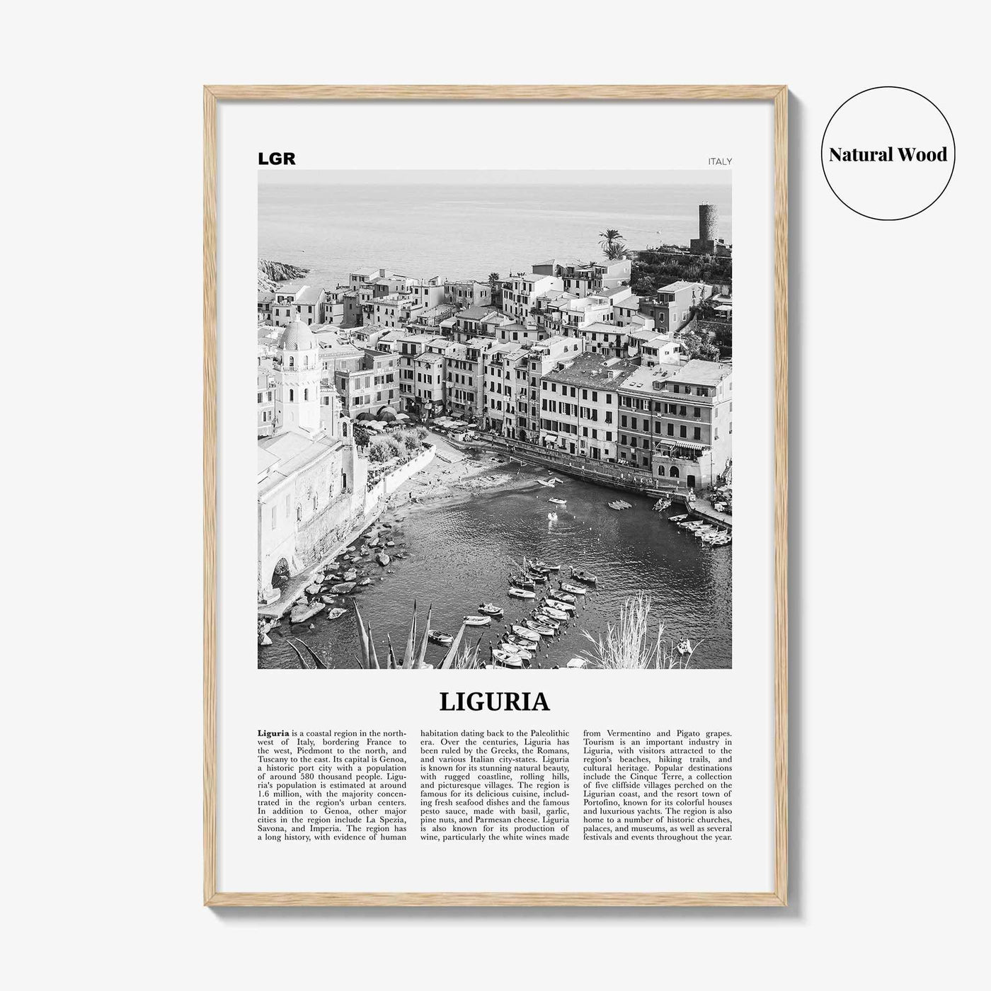 Liguria Print Black and White, Liguria Wall Art, Liguria Poster, Liguria Photo, Liguria Wall Décor, Liguria Map, Italy