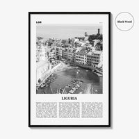 Liguria Print Black and White, Liguria Wall Art, Liguria Poster, Liguria Photo, Liguria Wall Décor, Liguria Map, Italy