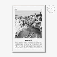 Liguria Print Black and White, Liguria Wall Art, Liguria Poster, Liguria Photo, Liguria Wall Décor, Liguria Map, Italy