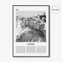 Liguria Print Black and White, Liguria Wall Art, Liguria Poster, Liguria Photo, Liguria Wall Décor, Liguria Map, Italy