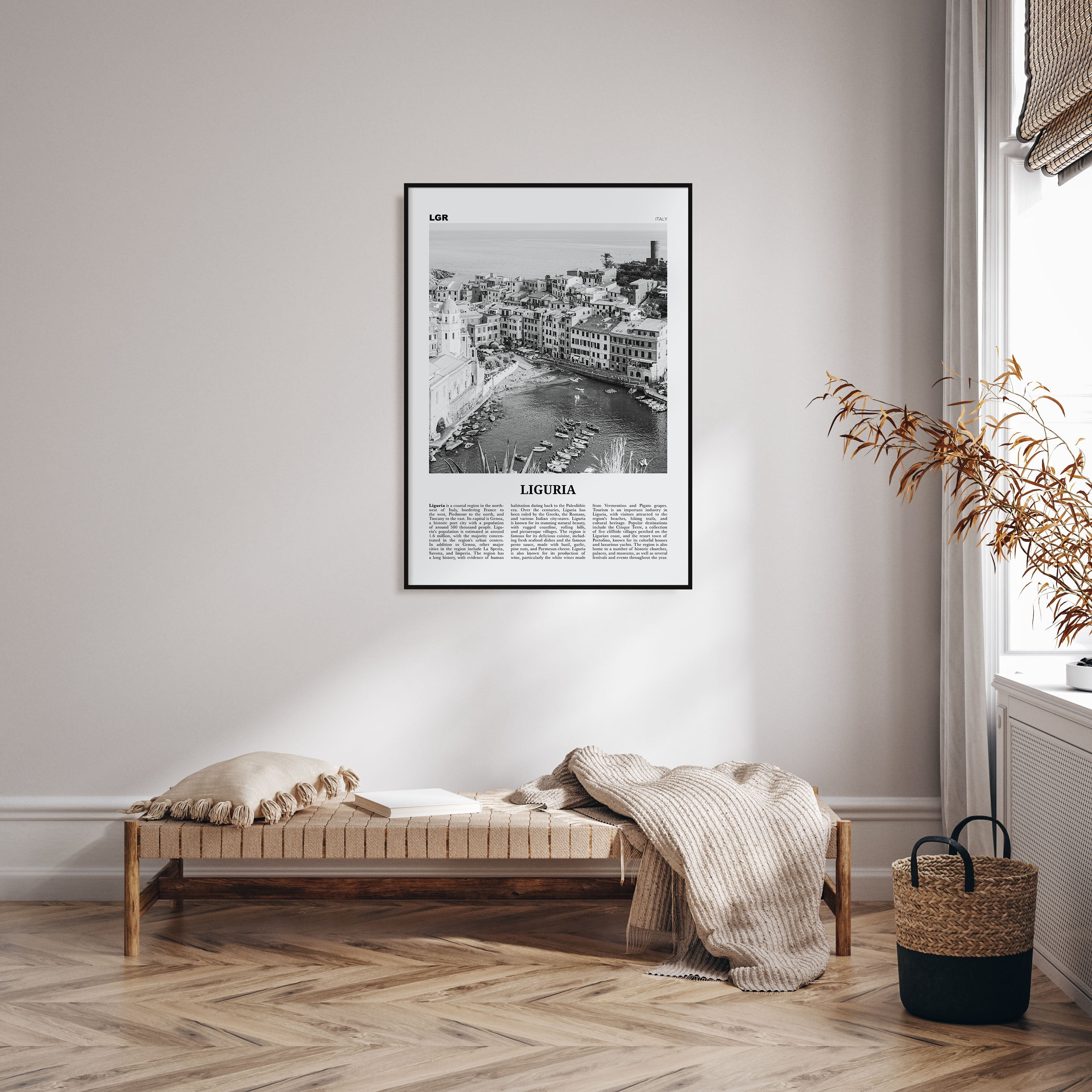 Liguria Travel B&W Poster