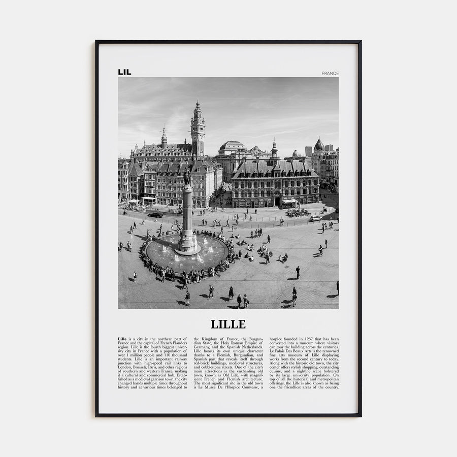 Lille Travel B&W Poster