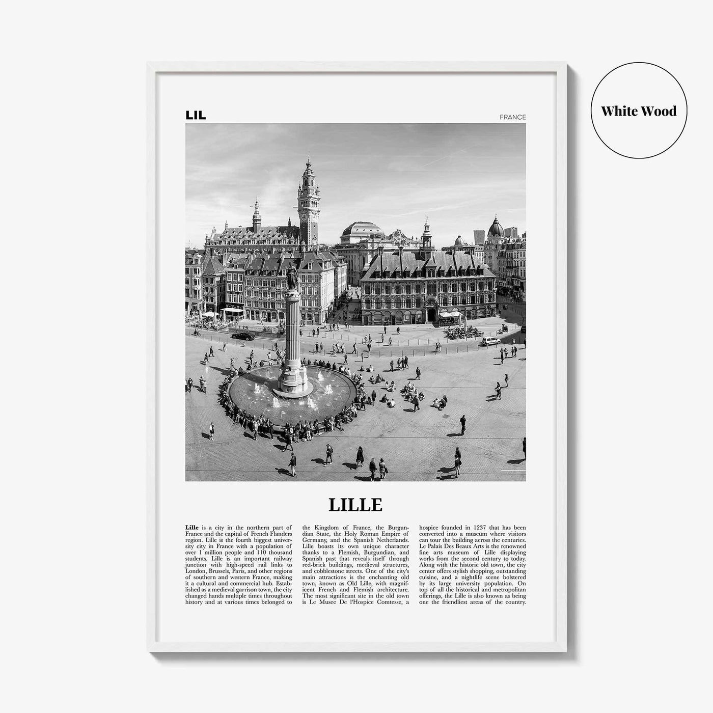 Lille Print Black and White, Lille Wall Art, Lille Poster, Lille Photo, Lille Wall Décor, Lile, France, Hauts-de-France