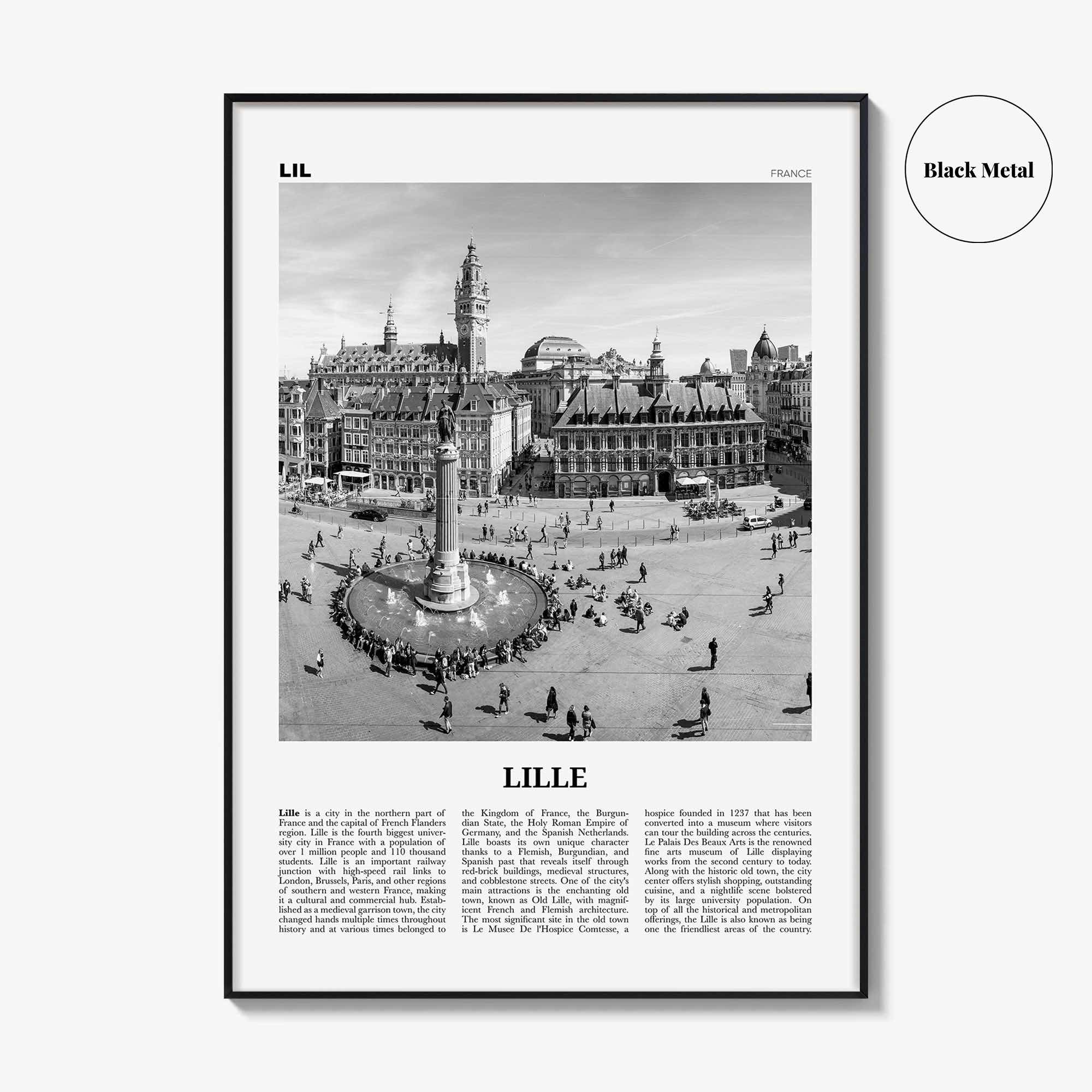 Lille Print Black and White, Lille Wall Art, Lille Poster, Lille Photo, Lille Wall Décor, Lile, France, Hauts-de-France