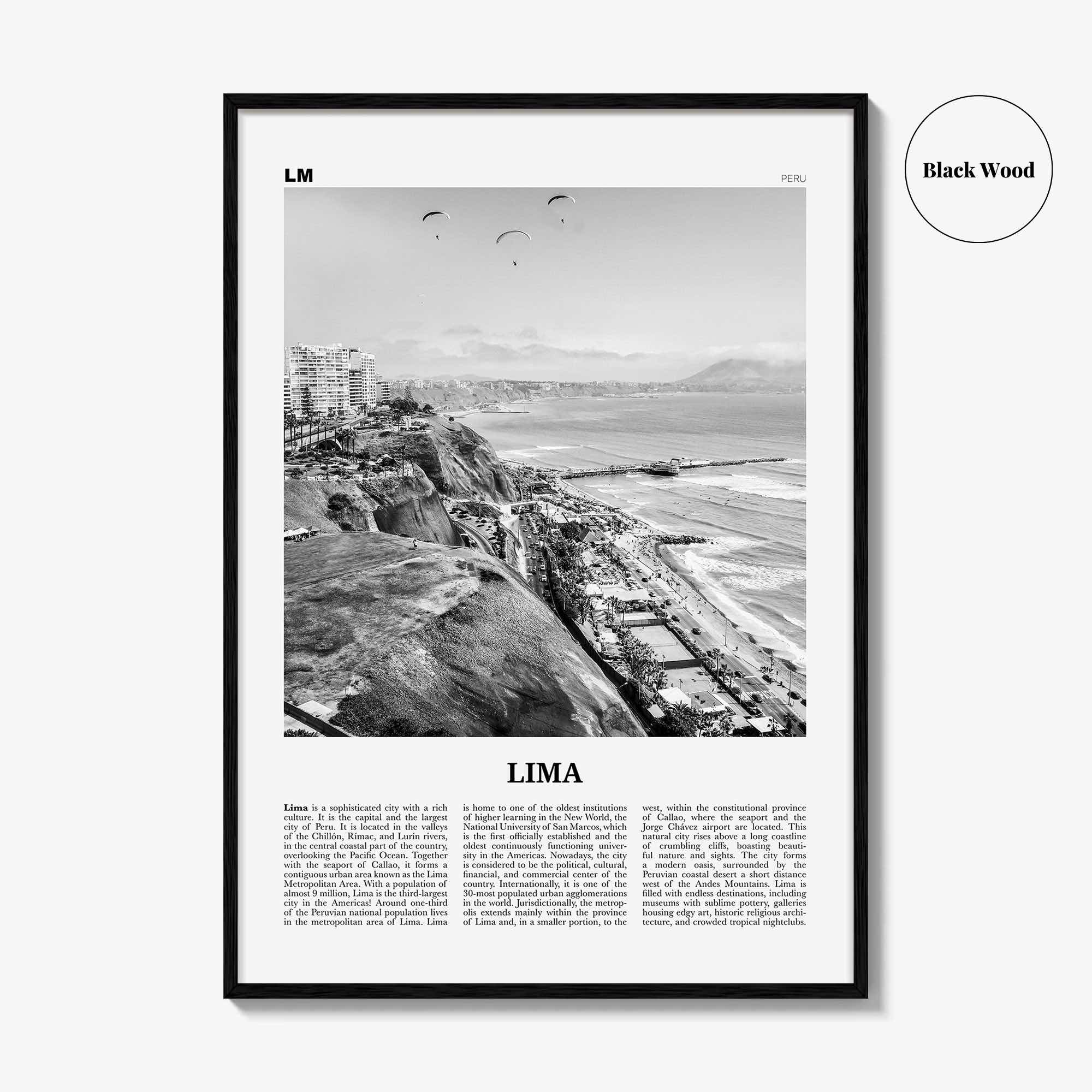 Lima Print Black and White No 1, Lima Wall Art, Lima Poster, Lima Photo, Lima Wall Decor, City Art Print, Peru, Perú, South America