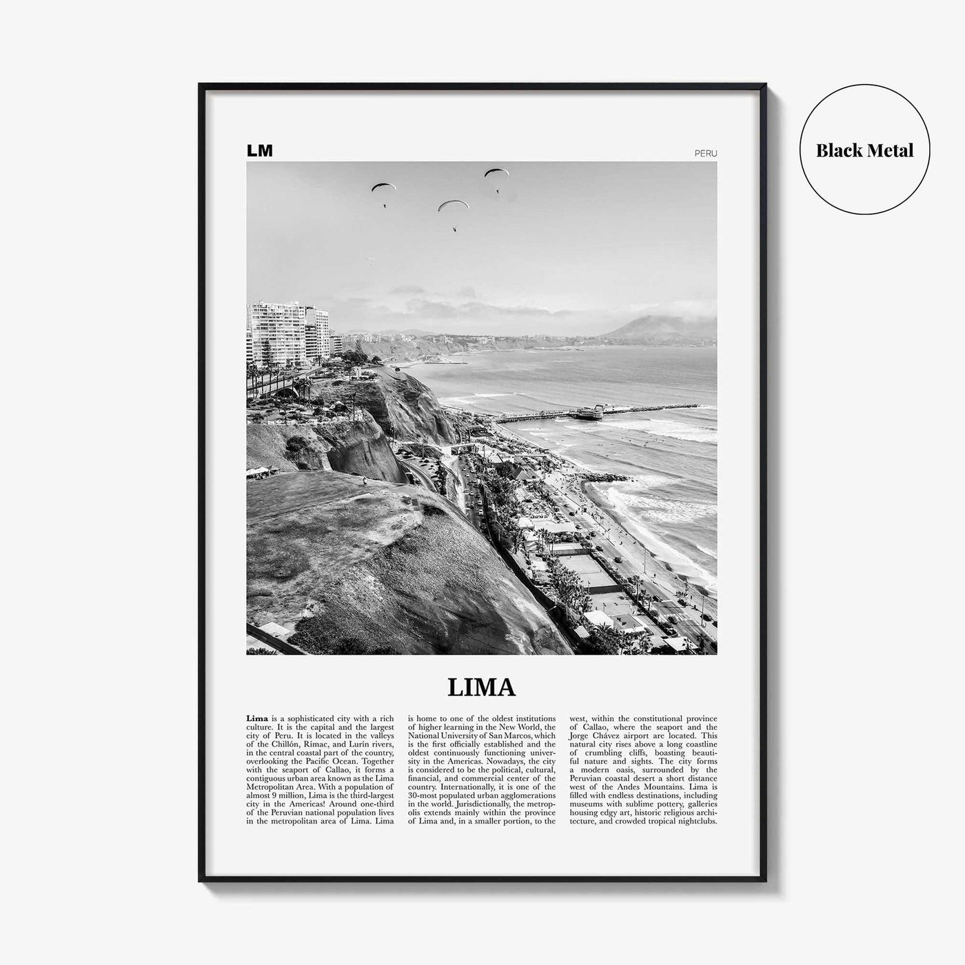 Lima Print Black and White No 1, Lima Wall Art, Lima Poster, Lima Photo, Lima Wall Decor, City Art Print, Peru, Perú, South America