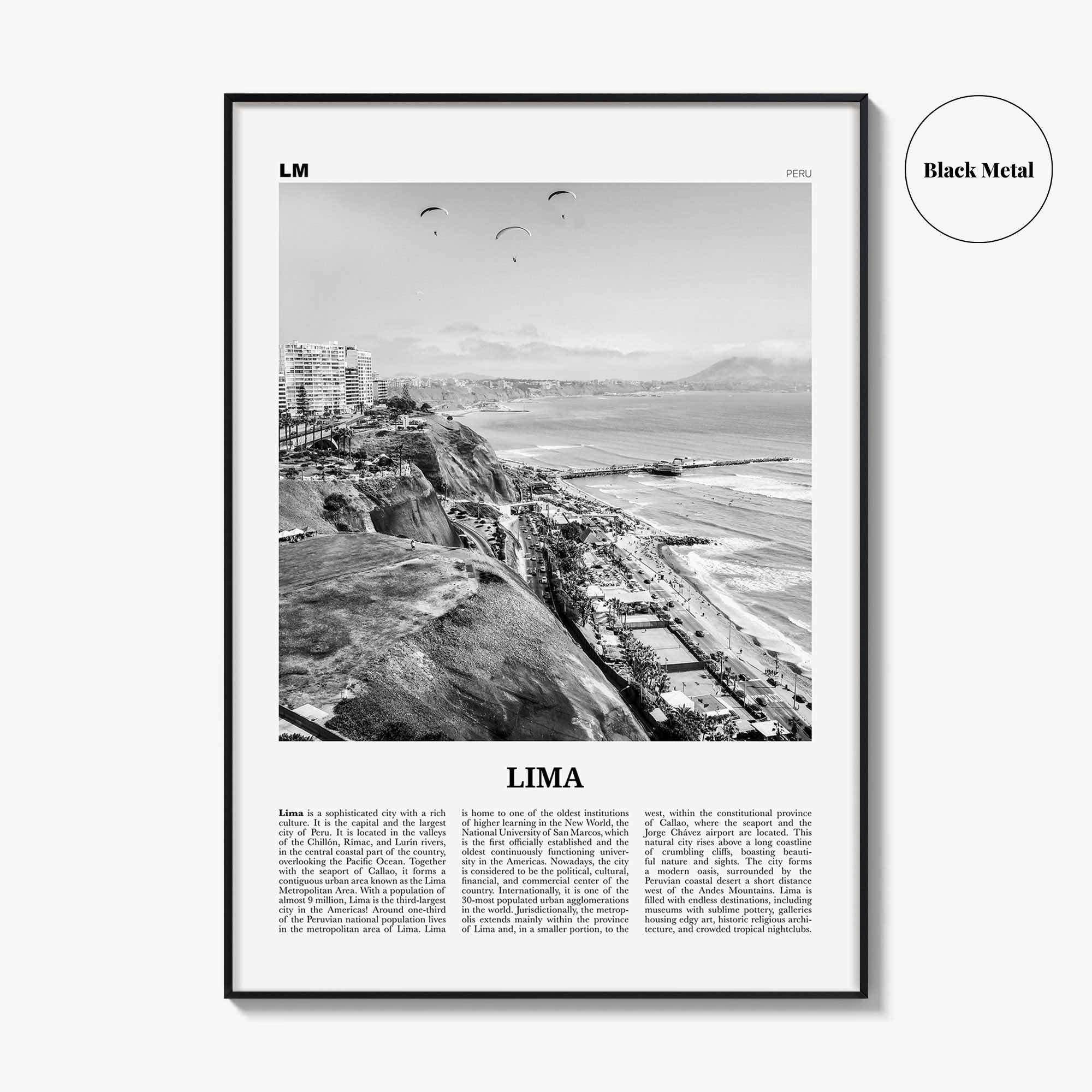 Lima Print Black and White No 1, Lima Wall Art, Lima Poster, Lima Photo, Lima Wall Decor, City Art Print, Peru, Perú, South America