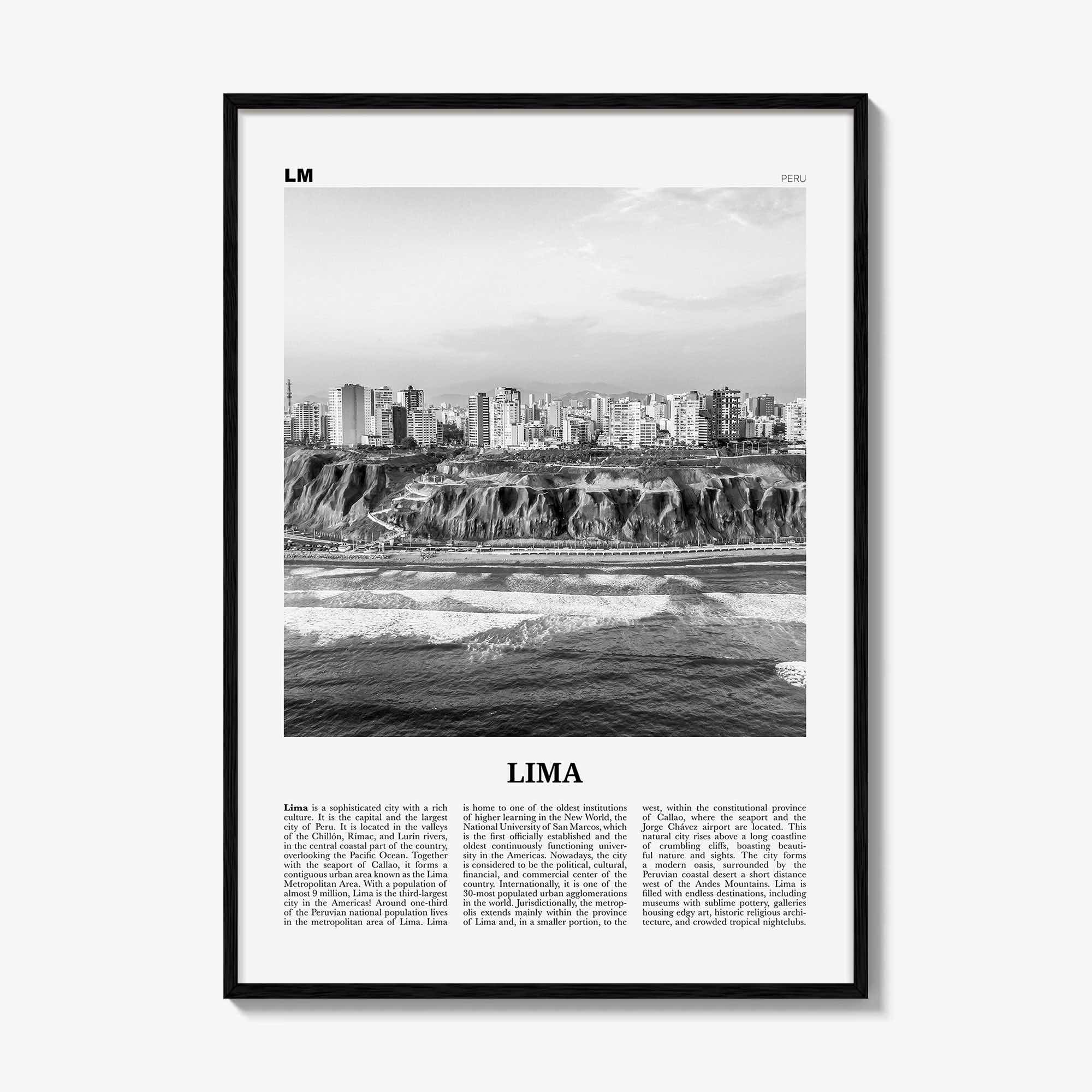 Lima Print Black and White No 2, Lima Wall Art, Lima Poster, Lima Photo, Lima Wall Decor, City Art Print, Peru, Perú, South America